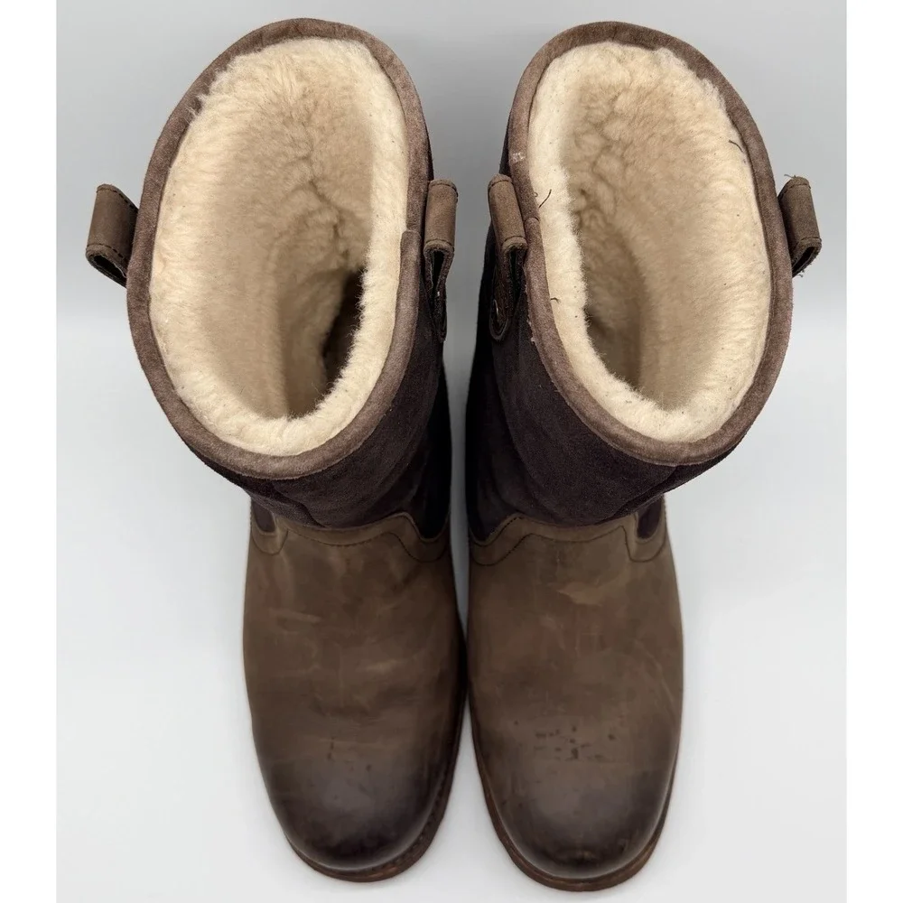 UGG Boots Men's Sz 9.5 Brown Waterproof Leather Sheepskin Lined Treadlite Snow